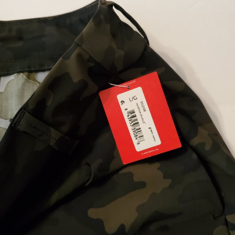 NWT SPANX Sunshine Green Camo Women's Shorts Shape-Up, Size L/12 - Picture 5 of 11